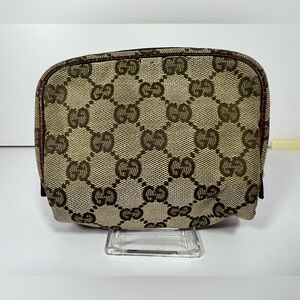 Gucci Vintage GG Supreme Cosmetic Pouch Makeup Case Canvas Italy